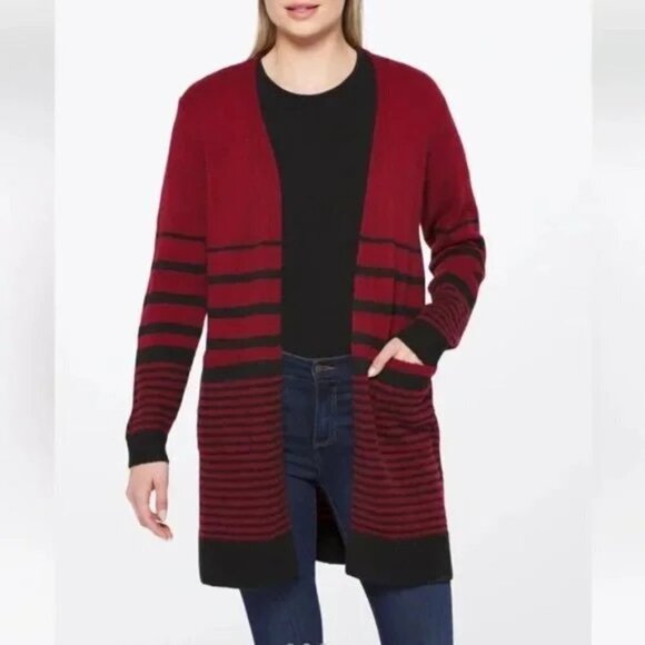 Fortune + Ivy x Stitch Fix Womens Medium Layla Open Front Cardigan Sweater Red - Picture 1 of 8